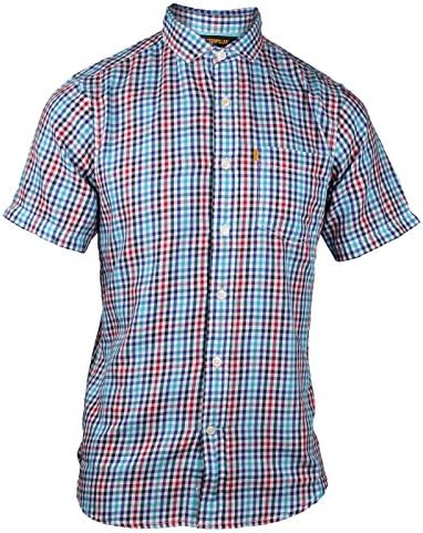 CAT Lifestyle WEBSTER Mens Short Sleeve Check Shirt Peet Blue XXL