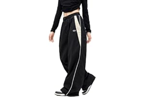 ticticlily Y2K Baggy Hosen Damen Cargohose Teenager Mädchen Hiphop Sporthose Fallschirmhosen Jogginghose Freizeithose Weite Bein Casual Lose Leicht 90er E-Girl Hose Streetwear Track Pants