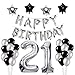 Produktbild Yoart 21. Geburtstag Dekorationen, Silber und Schwarz für Junge Mann mit Happy Birthday Banner Star Folie Ballons Latex Ballons Dekoration