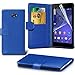 Produktbild (Blau) Sony Experia M2 individuell bestückt Schutzmaßnahmen Kunst Credit / Debit-Karten-Leder-Buch-Art Wallet Case Hülle, Retractable Touch-Screen-Stift, Retractable Touch Screen Stylus Pen & LCD-Display Schutzfolie von Spyrox