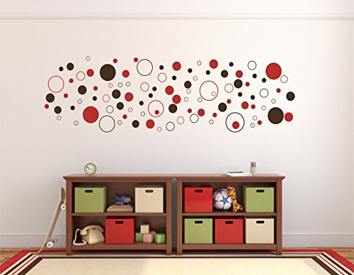 Wandtattoo 100 bunte Kreise – zweifarbig, dunkelgrau grau, anthrazit selbstklebend in Wunschfarben – Punkte, Dots, Wandaufkleber Wandtatoos Sticker Aufkleber für die Wand, Fensterbild, Tapetensticker, Türaufkleber, Tattoo aus Markenfolie – aus 32 Farben wählen - 4