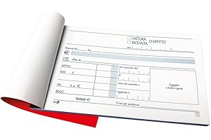 BM BeMore – Mod 70/A, 0100419 – Blocco Ricevuta Affitto Due Copie - Carta Autoricalcante – Fogliazione 50 + 50 – Formato 9,8cm x 16,5cm – Confezione da 5 Pezzi
