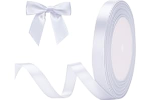 G2PLUS White Satin Ribbons, 10mm Gift Wrap Ribbon, 22M Ribbons for Gift Wrapping, Valentine's Day Decorative Ribbon, Thick Fabric Ribbon, Gift Wrapping Ribbon for Crafting, Wedding Party Decoration