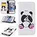 Produktbild Schutzhülle Apple iPhone 5 5s SE Hülle Tasche Ledertasche LEMORRY Flip Beutel Haut Slim Bumper Schutz Magnetisch Schließung Stehening Soft Handyhülle Weich Silikon Cover Schale, Niedlich Panda