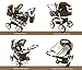 Chilly Kids iCaddy Pram & Pushchair Travel System (car seat, raincover, mosquito net, beverage tray, changing pad) 03 Black & White Flowers
