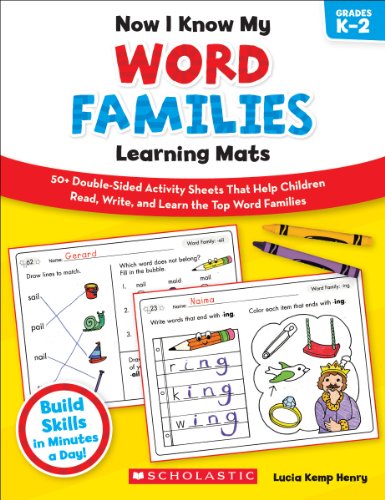 Now I Know My Word Families Learning Mats, Grades K-2