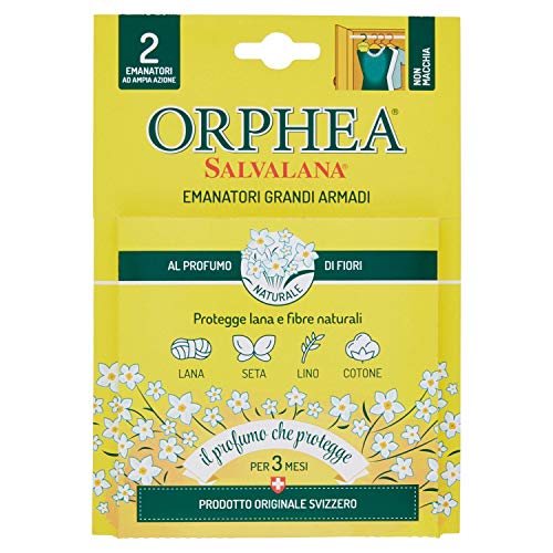 ORPHEA Salvalana - emanatori grandes Armarios, al aroma de flores, protege la lana - 2 piezas