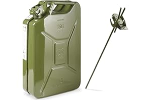 OIPPS Invopak 20 Litre Metal Jerry Can, UN Approved Can for Petrol, Diesel, Fuel in Green with Double Adaptor