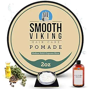 Pomade for Men - Best Hair Styling Formula for Medium Hold and High Shine - Perfect for Straight, Thick and Curly Hair - 2 OZ - Smooth Viking