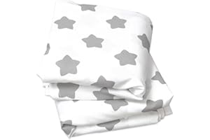 Puckdaddy home tenda da letto Freya - 146 x 298 cm, set di 2 baldacchino in tessuto in 100% cotone in bianco con motivo a stelle, tenda da letto di alta qualità per la camera dei bambini