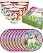 Produktbild HomeTools.eu - Einhorn Unicorn Party-Geschirr Set Rainbow | Papp-Teller, Papp-Becher, Servietten | 8 Personen | 36-Teilig
