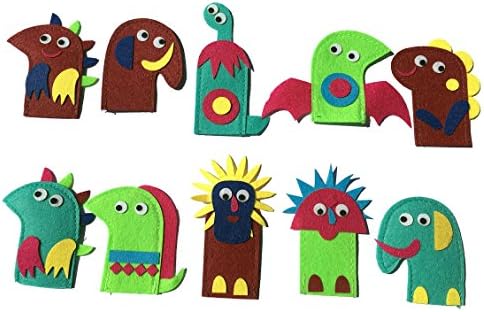 10pcs Soft Dinosaur Handmade Finger Puppets Set Children Gift Learn Play Story Toy Baby Monster Theater (multicolor)