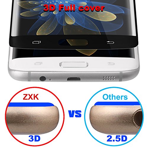 Galaxy S6 Edge Plus Panzerglasfolie, ZXK CO 9H Hartglas Tempered Glass 3D Curved Screen Protector Full Coverage Hartglas Schutzfolie für Samsung Galaxy S6 Edge Plus 100% durchsichtiger Panzerglas Screen Protector 3D Touch – Rahmen Schwarz - 5