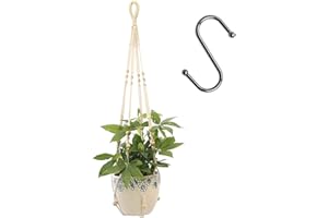 MMGOQQT Hanging Planters Baskets, 1Pcs Cotton Rope Plant Hanger with 1 Hanging Hook, 100% Cotton Degradable Rope, Indoor Outdoor Plant Hangers Handmade Wall Hanging Planter for Flower Pot Home Decor-90CM