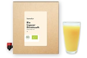 KAMELUR 3 litres de jus de gingembre BIO pur, 100% gingembre jus direct BIO à partir de la racine de gingembre - jus de gingembre BIO en boîte à jus pratique