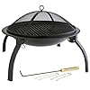Vonhaus Fire Pit Garden Bbq Bowl Outdoor Camping Log Anthrazit Terrassenstrahler Faltbar Tragetasche Gratis 2 Jahre Warranty