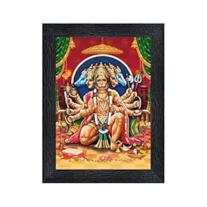 PnF Panch mukhi Hanuman Religious Wood Photo Frames with Acrylic Sheet (Glass) for Worship/Pooja(photoframe,Multicolour,8x6inch)-20762