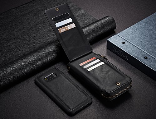 Samsung S8 Plus [6.2 „] Brieftasche Fall, LefRight [12 Card Slot] Vintage Leder abnehmbare Magnetic Flip Kreditkartenhalter Reißverschluss Handtasche Handgelenk Strap - 3