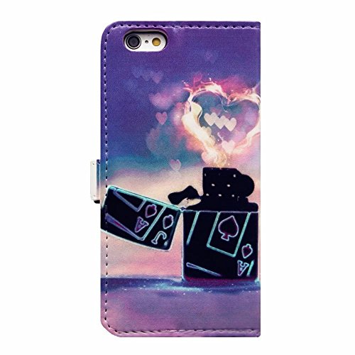 iPhone 6 Plus/6S Plus Hülle Handytasche, MUTOUREN 2 in 1 Zubehör für iPhone 6 Plus/6S Plus (5.5 Zoll) Slim PU Tasche Klapp Flip Folding Magnetisch PU Leder Flip Cover Tasche mit Kartensteckplatz Brieftasche Hinterschale Kartenschlitz + Metall Stift Stylus – Feuerzeug und Liebe - 4
