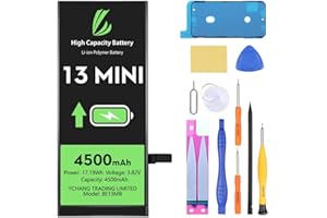 LL Trader Akku für iPhone 13 Mini, 4500 mAh hohe Kapazität Lithium-Polymer-Akku mit Reparaturwerkzeugen