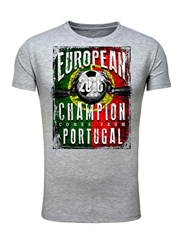 Legendary Items T-Shirt EUROPEAN CHAMPION 2016 Portugal Printshirt Europameister EM Fußball grau S
