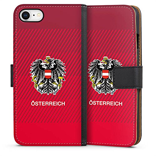 Apple iPhone 8 Tasche Leder Flip Case Hülle Österreich Em Trikot Fussball Football