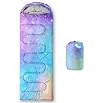 Datura home Kids Sleeping Bag for Boys Girls,Rocket Moon Print-Lightweight Warm Portable Outdoor Indoor-Waterproof Cold Weather Resistant Sleeping Bag for Camping Hiking