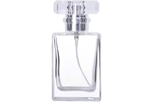 Enslz Bouteille de parfum en verre transparent portable rechargeable avec étui cosmétique en aluminium pour voyage (transparent) 30 ml