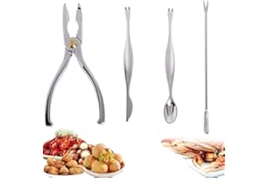YANJINGHE 4 Pezzi Strumenti di Granchio, Set di Strumenti di Frutti di Mare, Set di Cracker per Noci, Acciaio Inossidabile Lobster Fork Strumento per Frutti Mare, Granchio, Crostacei, Frutta a Guscio