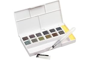 Derwent Graphitint Set da Viaggio con 1 x Tavolozza con 12 Vernici e 5 Vani di Miscelazione, 1 x Water Brush e 1 x Spugna, per Pittura, Qualità Professionale