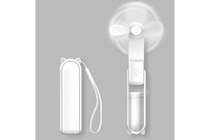 HZSK Handheld Mini Fan, Tragbarer faltbarer Ventilator mit Powerbank, USB Wiederaufladbarer kleiner Taschenventilator,Persönlicher Ventilator mit 3 Geschwindigkeiten für Frauen Outdoor Reisen