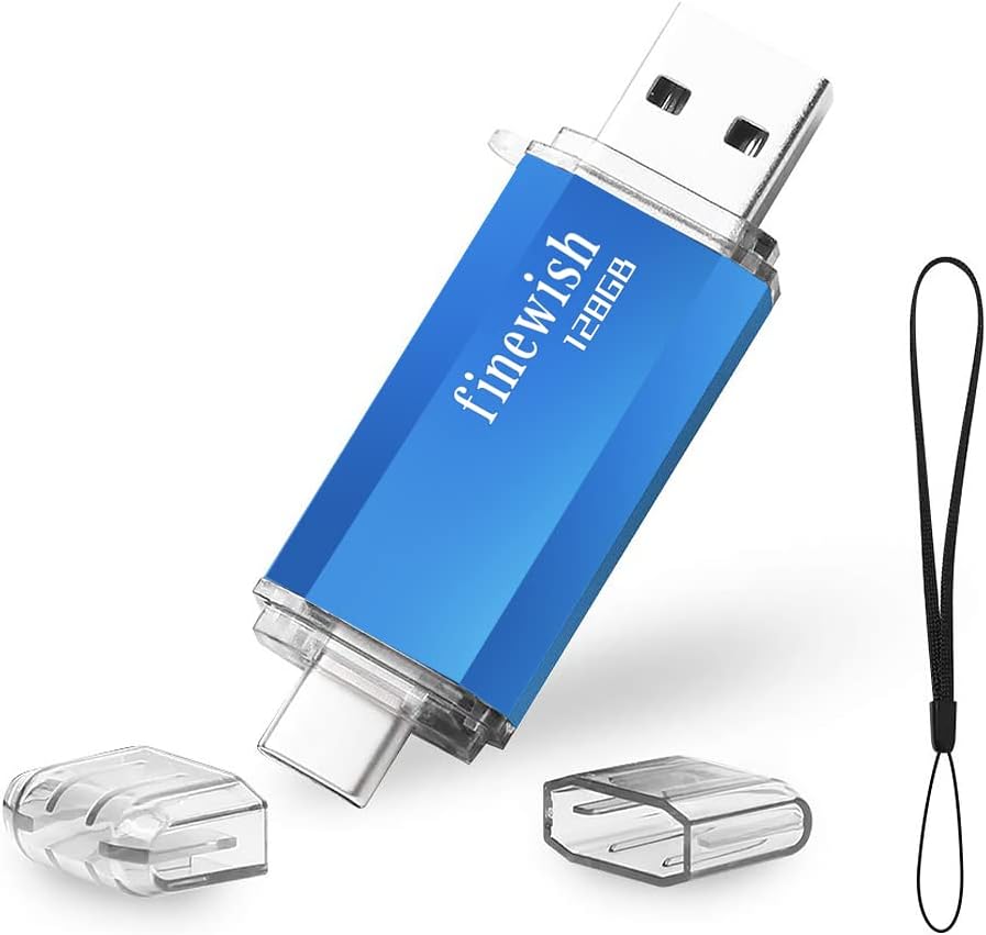 Tipo C Memoria USB 128gb, Pen Drive USB C 128 GB 2 en 1 Tipo C Y USB 2.0 Memoria Flash 128gb para Smartphones Android, Windows, Android, Pc, Tabletas, Almacenamiento DE Datos Externo Etc (Azul)