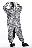 ABYED® Jumpsuit Tier Karton Fasching Halloween Kostüm Sleepsuit Cosplay Fleece-Overall Pyjama Schlafanzug Erwachsene Unisex Lounge,Erwachsene Größe L-für Höhe 167-175CM Zebra -