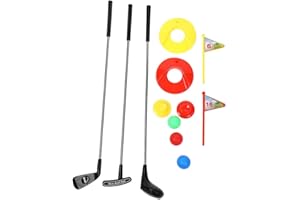 YueWan Ensemble de 10 clubs de golf portables pour enfants, mini clubs de golf pour enfants, jeu de plein air, apprentissage du putt, golf pour enfants d'âge préscolaire