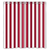 DOUBEE Badezimmer Weiß und Rot Gestreifte Regenbogen Wasserdichtes Duschvorhang Shower Curtain 66 'x 72',167cm x 183cm Mit Haken
