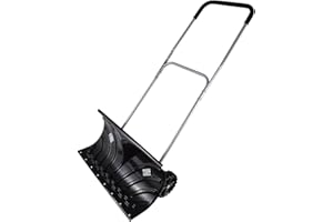 Agora-Tec - Pala quitanieve móvil (con lámina de plástico extra ancha de 66 cm, mango de acero doble giratoria de acero recubierto de plástico)