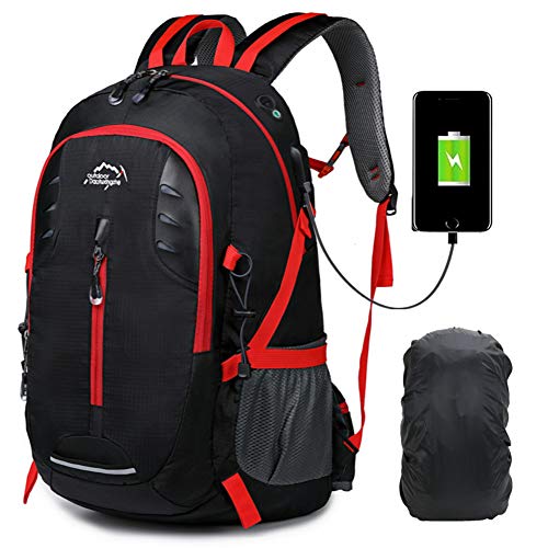 lingvi 30L Mochila de Senderismo a Prueba de Agua al Aire Libre Mochila de Trekking al Aire Libre Duradera para Hombres Mujeres (Negro01)