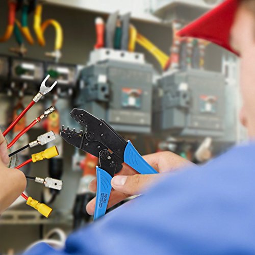 Amzdeal Crimpzange mit 5 wechselbaren Einsatzbacken inkl. Praktische Tasche und Kreutzschlitz Schraubendreher - 7