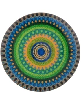 Morella Unisex Glas Click-Button Druckknopf Aztekenmuster blau grün