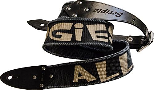 Guitar Strap NIRVANA – ALL APOLOGIES - Organic Cotton and Genuine Leather Hooks – Etabeta Artigiano Toscano - Made in Italy (black brushed)