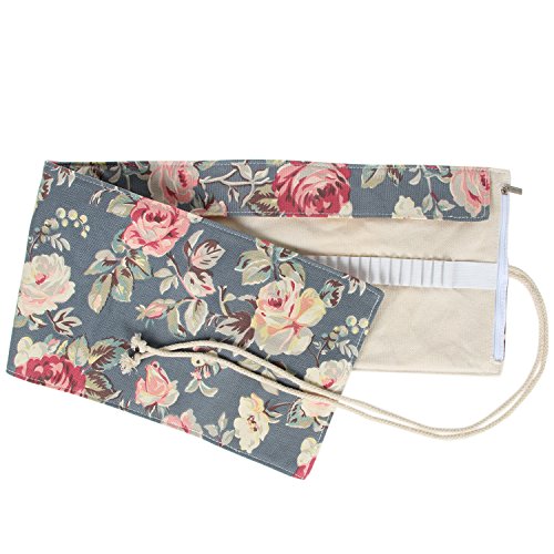 Damero Wrap Leinwand Stifterolle für 72 Buntstifte und Bleistifte Stifteetui Roll-up Mäppchen für Künstler, Verpackung Mehrzwecktasche für Reisen / Schule / Büro / Kunst, Peony (keine Schreibzeuge im Lieferumfang) - 8