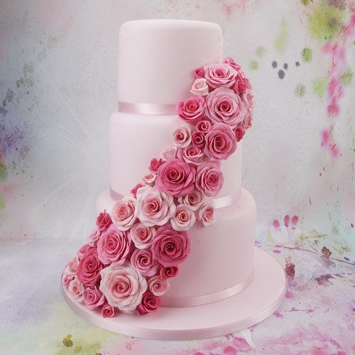NALATI 3 Stücke Rosenausstecher ****Valentinstag Kuchen**** DIY Backzubehör für Fondant Marzipan Blütenpaste Kunchen die einfachsten Rosen Ausstecher 3D-Blumen Schablone - 2