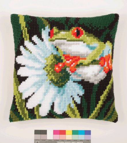 Vervaco PN-0145755 Kreuzstichkissen Baumfrosch mit Blume