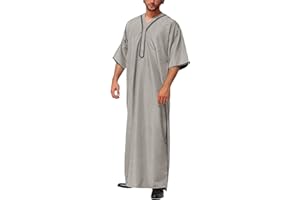 KAMEIMEI Muslimische Robe Herren Einfarbig muslimisches Kleid Islamischen Dubai Männer-Muslimische Kleider Ethnische Maxikleid Ramadan Roben Taiji Kleidung