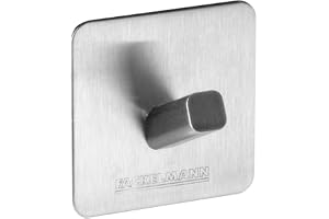 Fackelmann Självhäftande krokar QUADRA, självhäftande klädkrokar, väggkrokar i rostfritt stål (färg: silver), kvantitet: 1 st