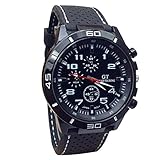 EUZeo Herren Retro Mode Armbanduhren Quarzuhr Männer Militäruhren Casual Sportliche Armbanduhr Silikon Lederband Mode Stunden