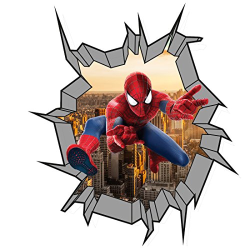 Marvel Disney various 3D Wall Crack 700mm Wall sticker Vinyl wall art for cars bikes caravans homes Customise4U™ (3d spiderman wall crack)