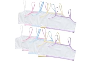 ACMEDE 10 Pack Sports Bra Crop Top Bra Girls Training Bra Young Girls White Seamless Sports Bra Training Crop Top Kids Teen Cotton Bra Underwear Crop Vest Tops for Girls 4-16 Years
