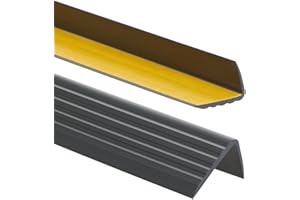 PROFIPVC Profilo per bordi scale - Profilo angolare in PVC autoadesivo 41mm x 25mm, Paraspigolo - Strisce antiscivolo per gradini, 150cm, Nero