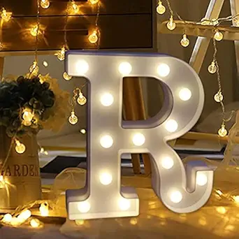 Marquee Alphabet Light Letters for Room Decor Lights - (R) Led Lights for Room Decoration - Asthetic Decorations Letter Light for Room Decor Light/ Kids Room Decor Items for Name Light